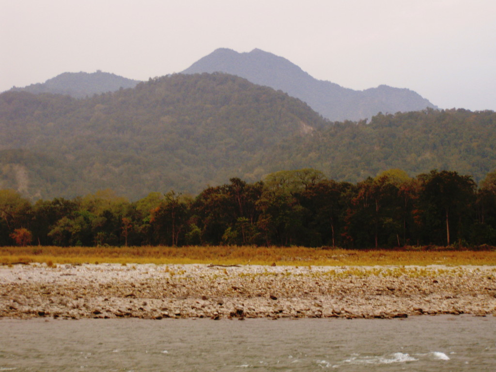 Manas River separating India from Bhutan