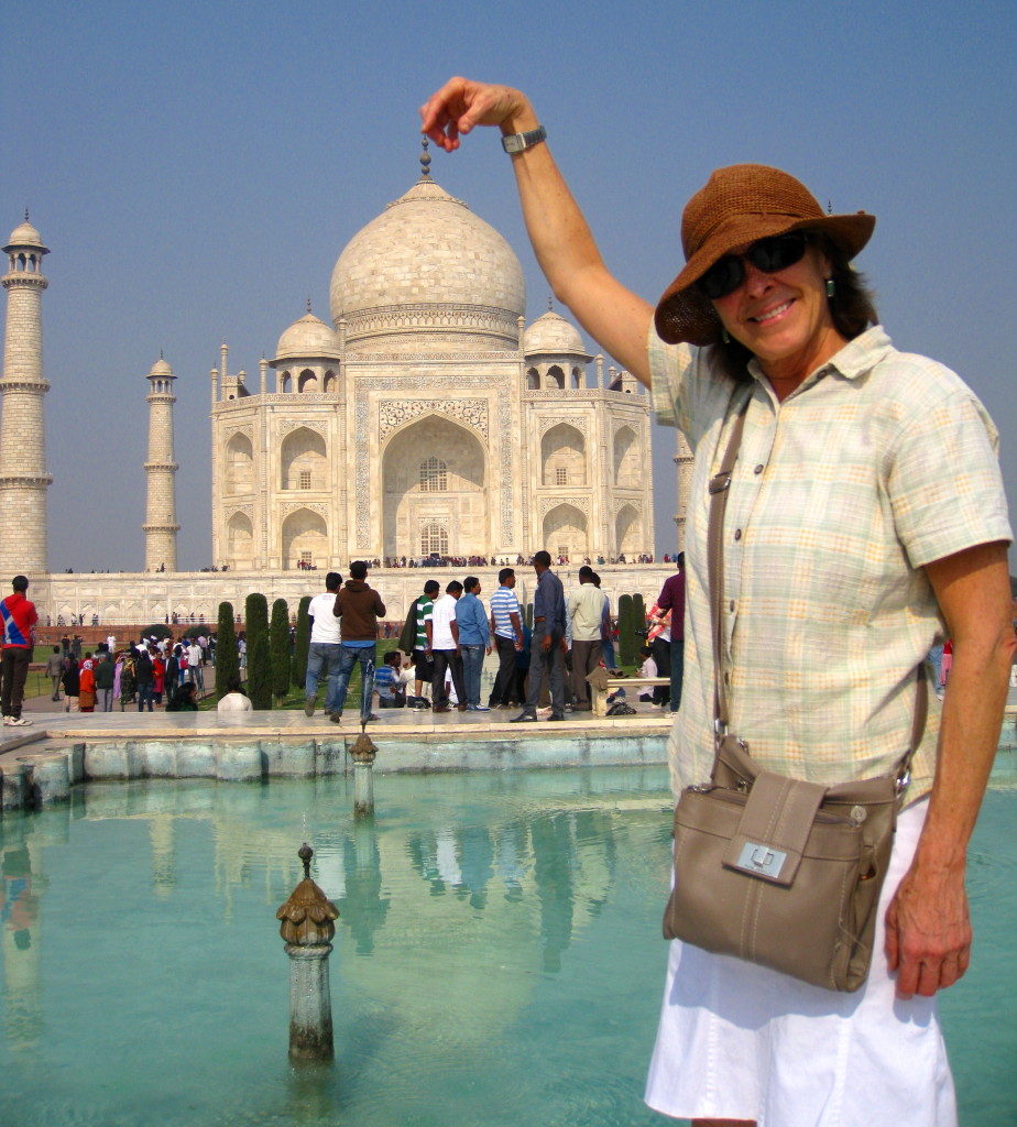 Dorky photo with throngs of visitors at Taj