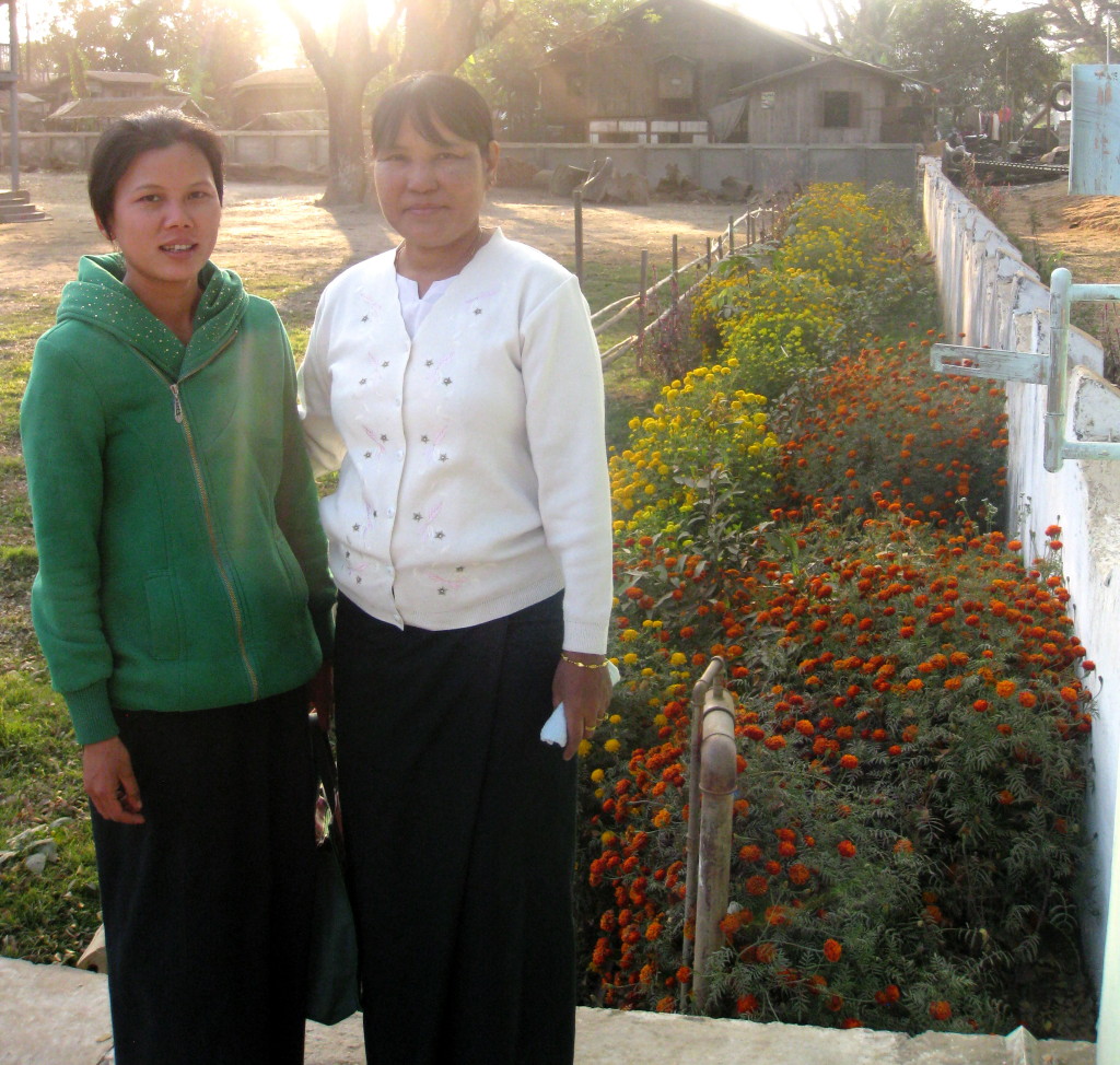 These teachers motioned me over for photo of their flowers.