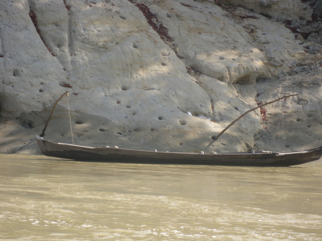 Tied up dugout on Chindwin River.